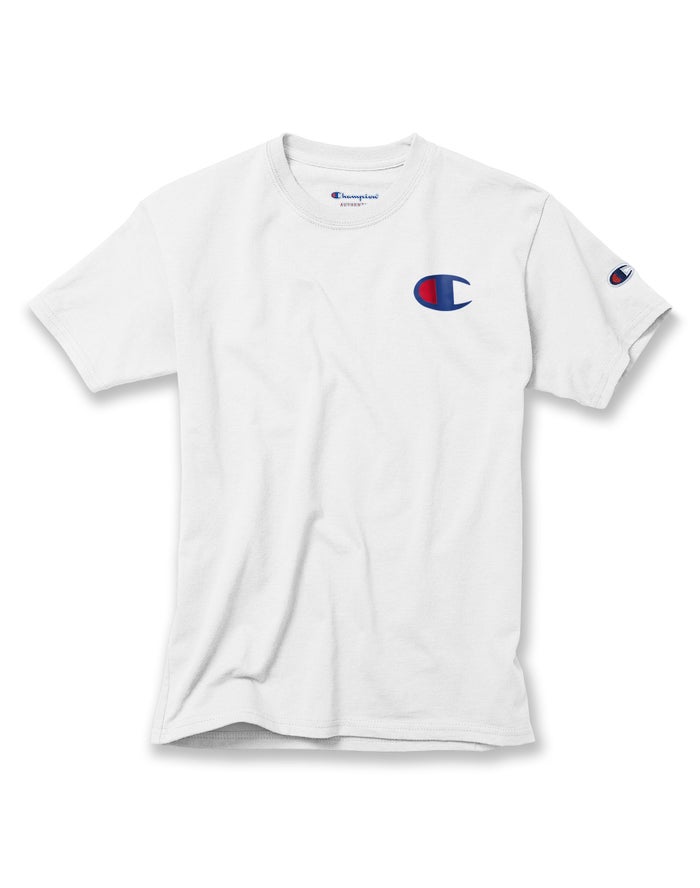 Champion Boys T-Shirt NZ - Cotton Big C Logo White ( 1745-FRHPQ )